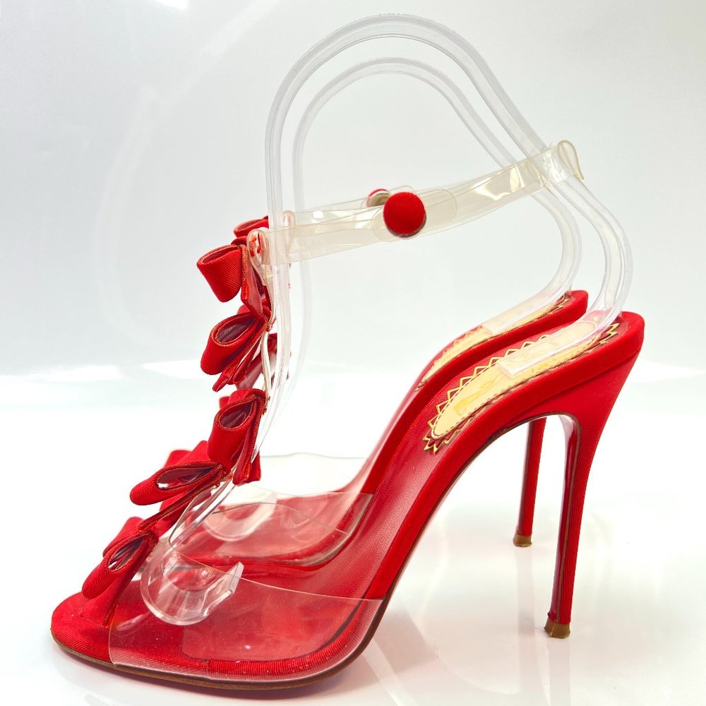 Christian Louboutin Red Heels with Clear Straps